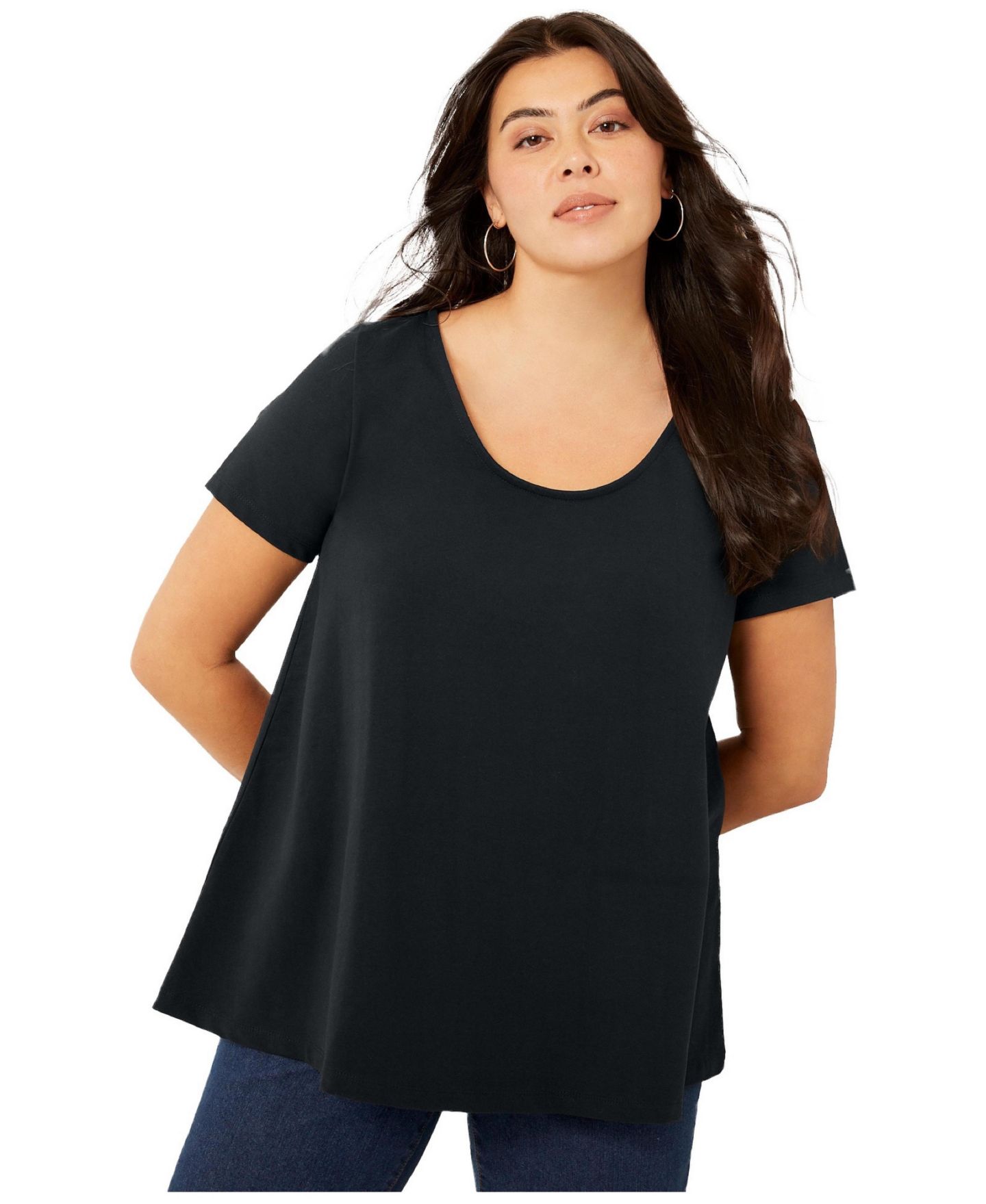 Женский топ June & Vie Short-Sleeve Swing One Only Tunic, цвет: Чёрный — фото 1