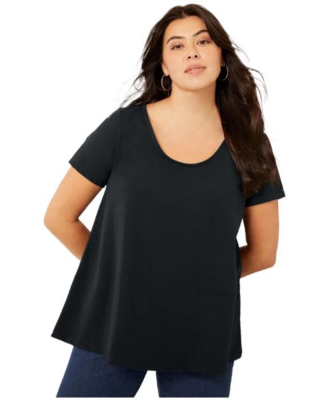 Женский топ June & Vie Short-Sleeve Swing One Only Tunic, цвет: Чёрный