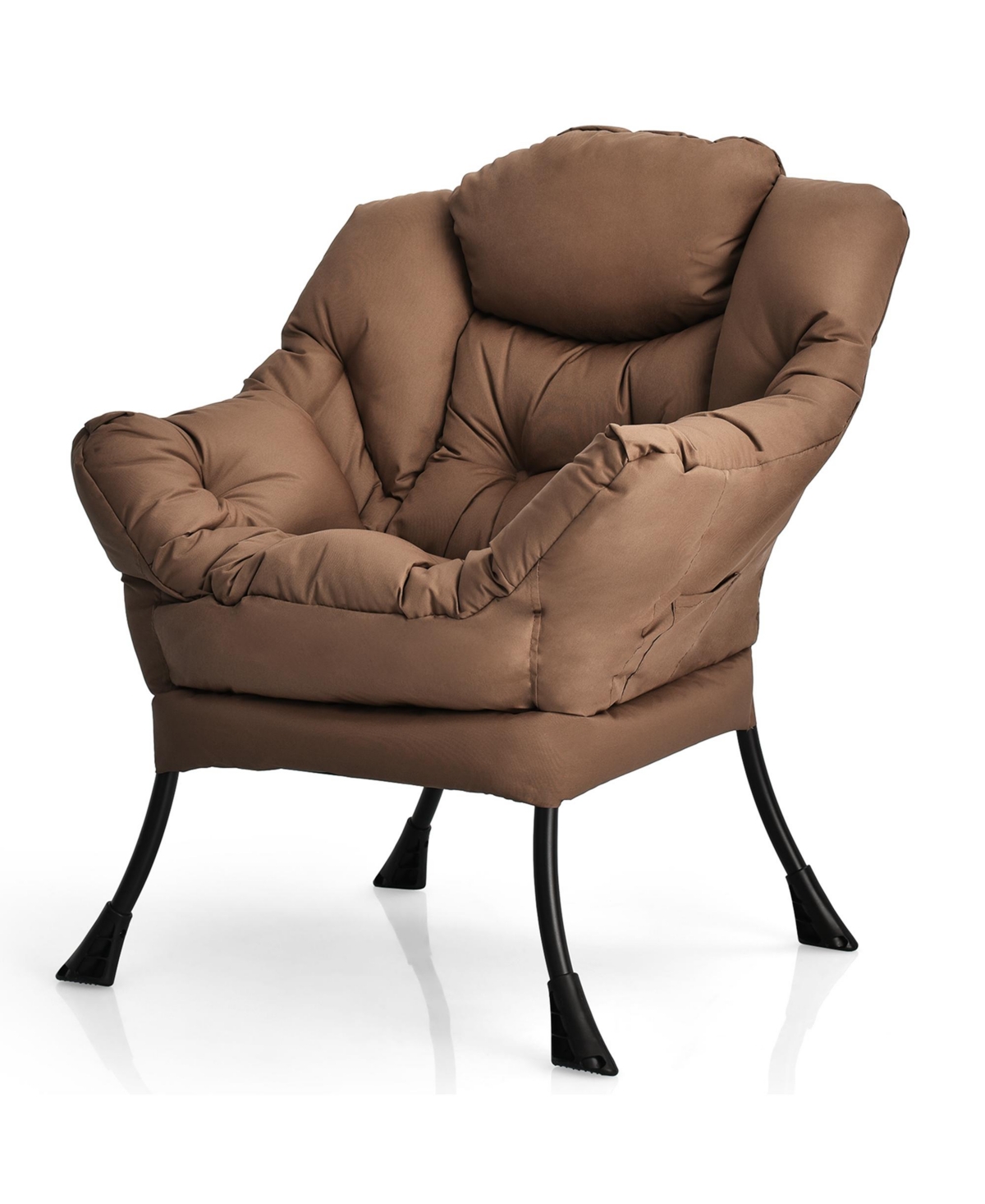 Costway Modern Polyester Fabric Lazy Chair Single Sofa Chair w/ Side Pocket