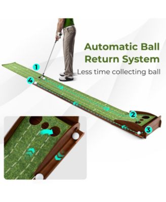 Golf Putting Mat Practice Training Aid with Auto Ball Return and 3 Hole Sizes