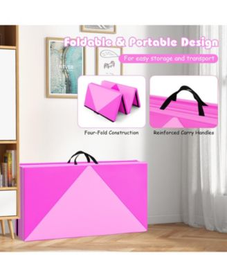 8 Feet PU Leather Folding Gymnastics Mat with Hook and Loop Fasteners