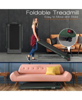 2-in-1 Folding Treadmill with Remote Control and LED Display-Green