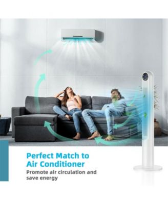 VEBREDA 42 Inch 80 Degree Tower Fan with Smart Display Panel and Remote Control-White