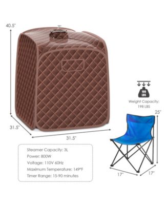 Portable Personal Steam Sauna Spa with Steamer Chair-Coffee
