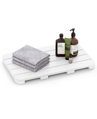 Waterproof HIPS Spa Shower Mat for Bathroom with Non Slip Foot Pads-White