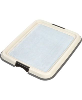  Pad Holder, Fits 17"x17" or Larger, Small, Puppy Dog Pad Hoder, Secured Latches, Non-Skid Rubber Feet, High Polish Finish for Easy Cleaning, Leak Protection, Dog Potty Tray, Dark Gray