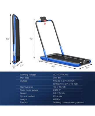 2-in-1 Folding Treadmill with Remote Control and LED Display-Blue