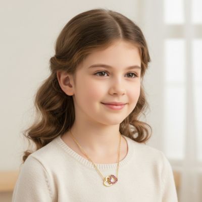 18k Rose Gold Plated Cubic Zirconia Double Heart Entwined White Gold Plated Necklace