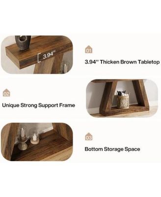 Farmhouse Console Table, 55-Inch Rustic Sofa Table with Storage, Industrial Wooden Entryway Table for Hallway, Living Room