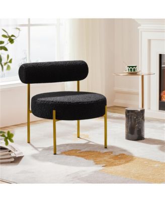 1 Pc Boucle Fabric & Gold Metal  Accent Feature Side Chair