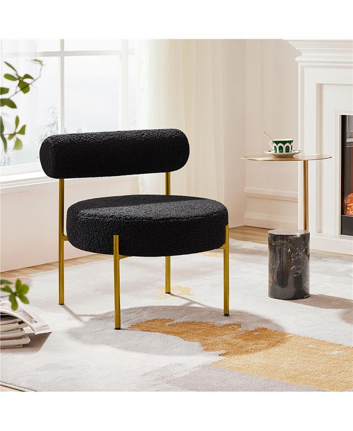 Yaheetech Boucle Accent Chair Side Chair with Gold Metal Legs - Macy's