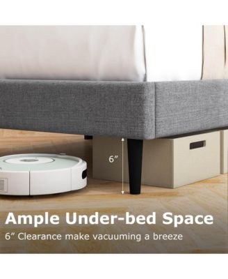 Queen Bed Frame with Wingback Headboard Linen Upholstered Platform Bed