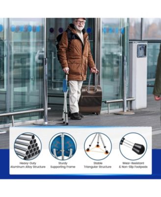 Lightweight Adjustable Folding Cane Seat with Light-Blue