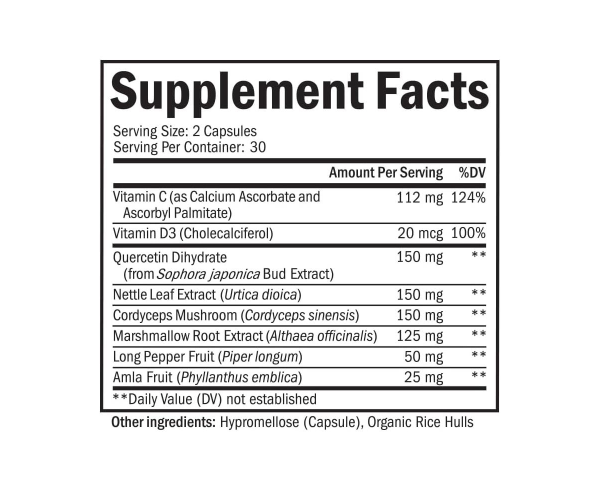 BioSchwartz Respiratory & Immune Lung Support Supplement with Quercetin, Vitamin D & Cordyceps, Helps Soothe Respiratory Tissues While Loosening Mucus