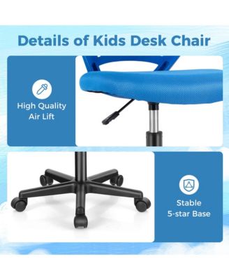Height-adjustable Ergonomic Kids Desk Chair with Universal Casters Working Chair