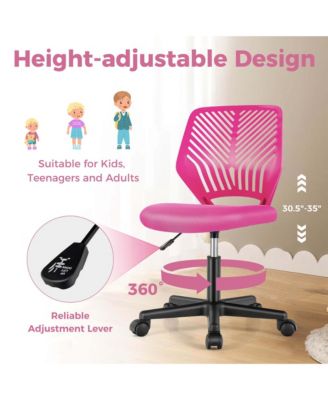 Height-adjustable Ergonomic Kids Desk Chair with Universal Casters Working Chair