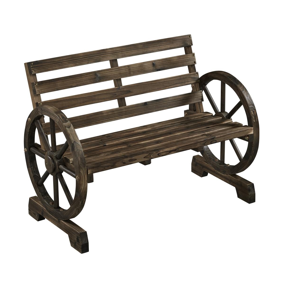 41" Chariot Wheel Modeling Outdoor Garden Bench - Dark brown