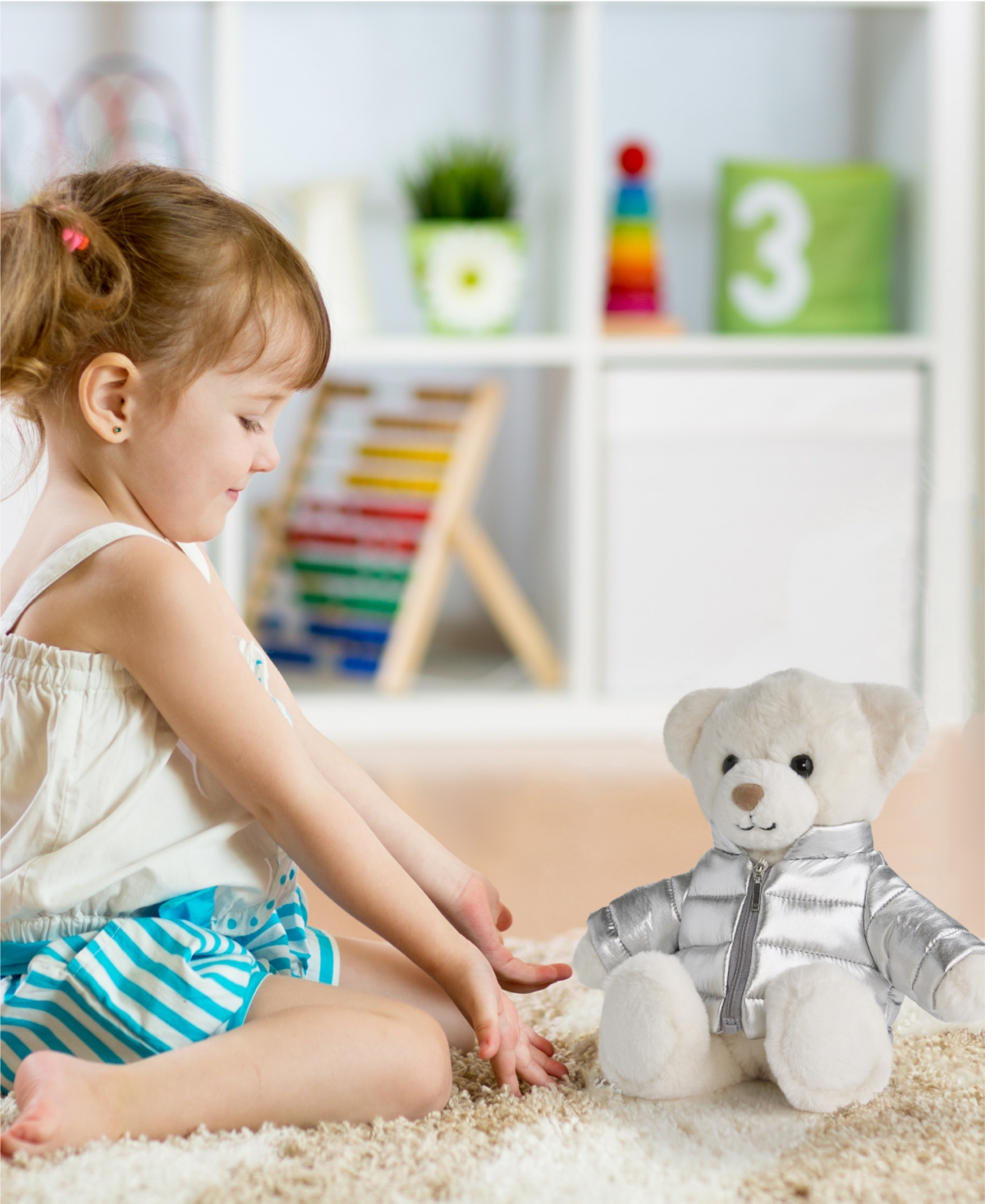 Geoffrey's Toy Box Plush Bear With Puffy Jacket In No Color
