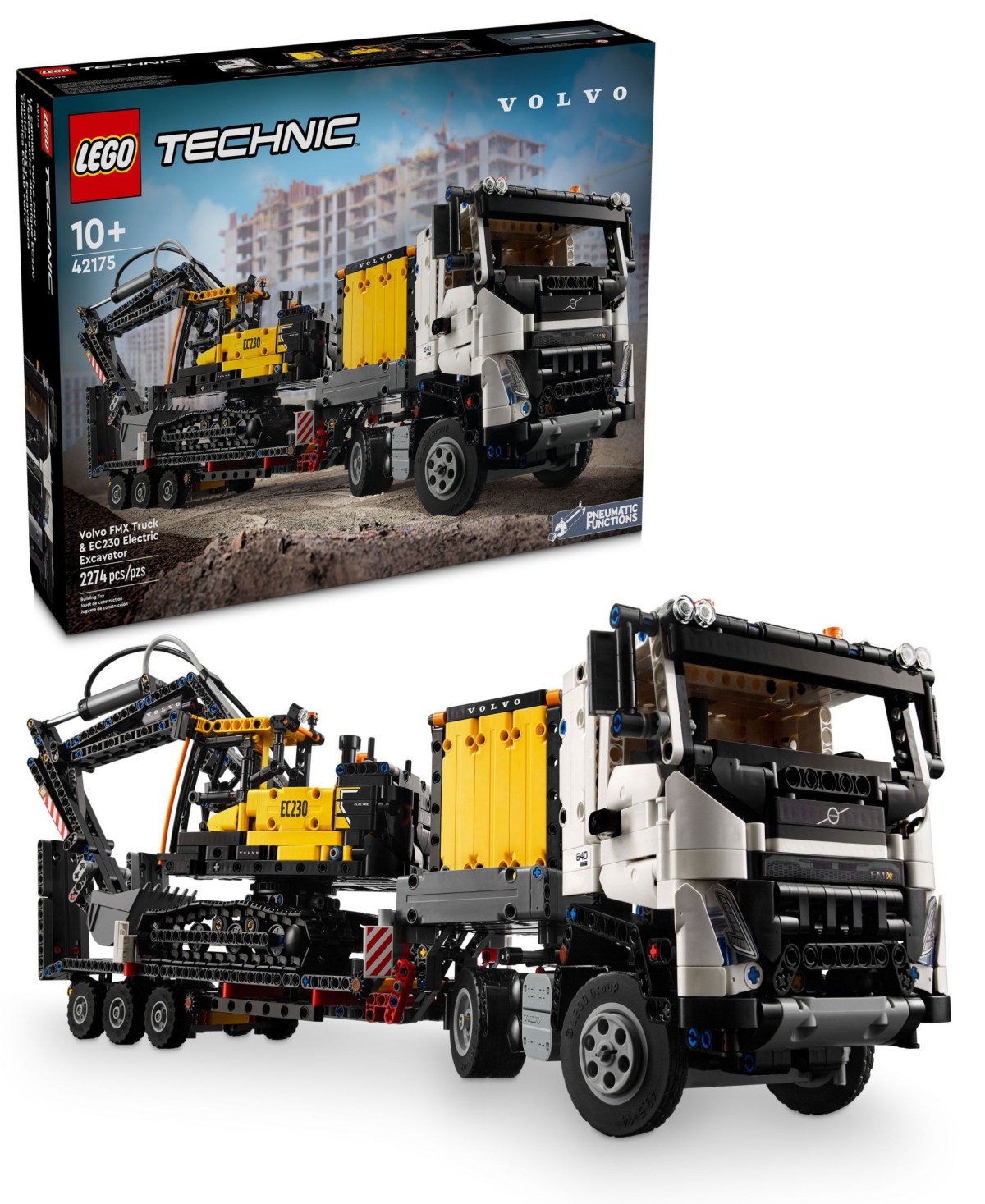 LEGO TECHNIC VOLVO FMX TRUCK EC230 ELECTRIC EXCAVATOR BUILDING TOY SET 42175, 2274 PIECES 