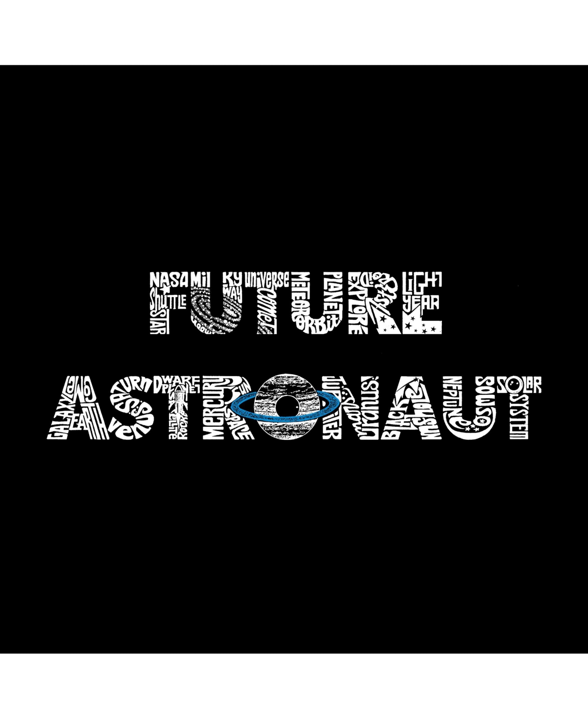 La Pop Art Boys Future Astronaut Word Art Hooded Sweatshirt