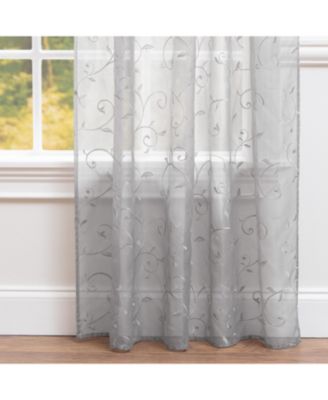Premium Embroidered Swirl Vine Curtains - Sheer Curtains for Living Room, Bedroom, Kitchen - 52" x 108" - Gray, 2 Panels