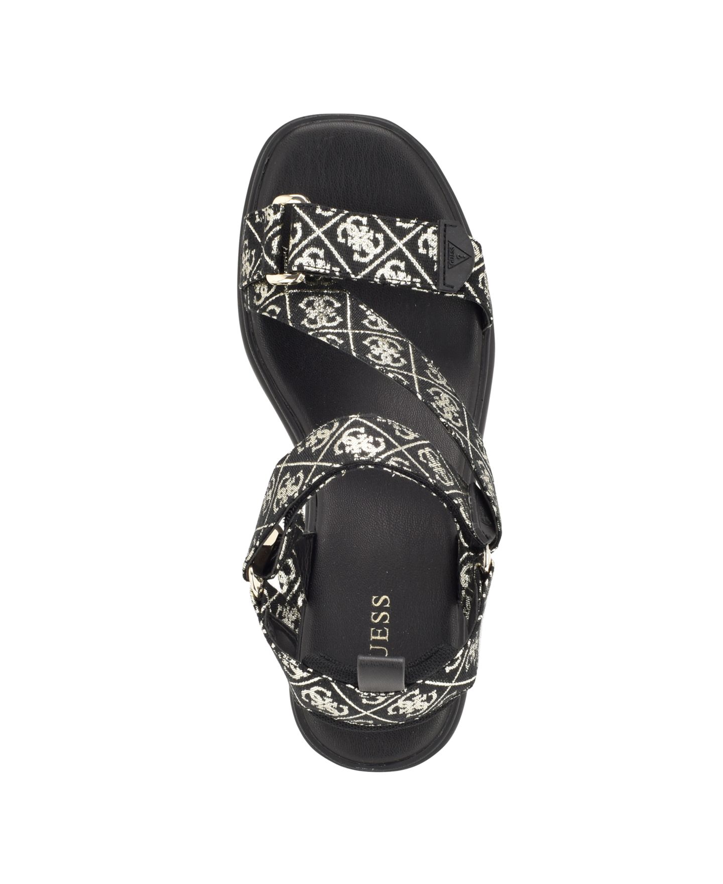 Женские сандалии GUESS Ocilia Quattro Logo Sport Eva Wedge Strappy, цвет: Чёрный / Белый — фото 4