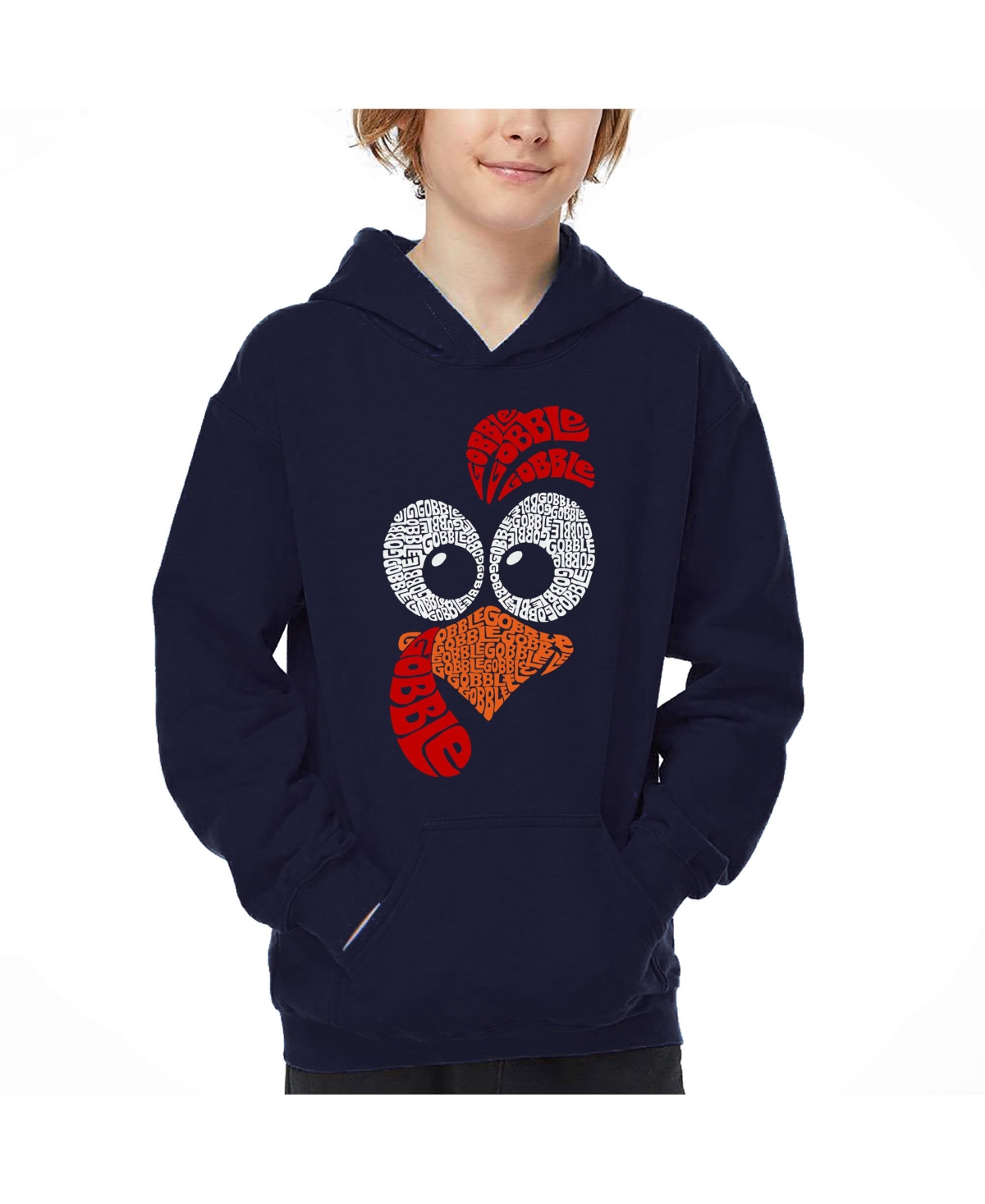 La Pop Art Boys Turkey Face Word Art Hooded Sweatshirt