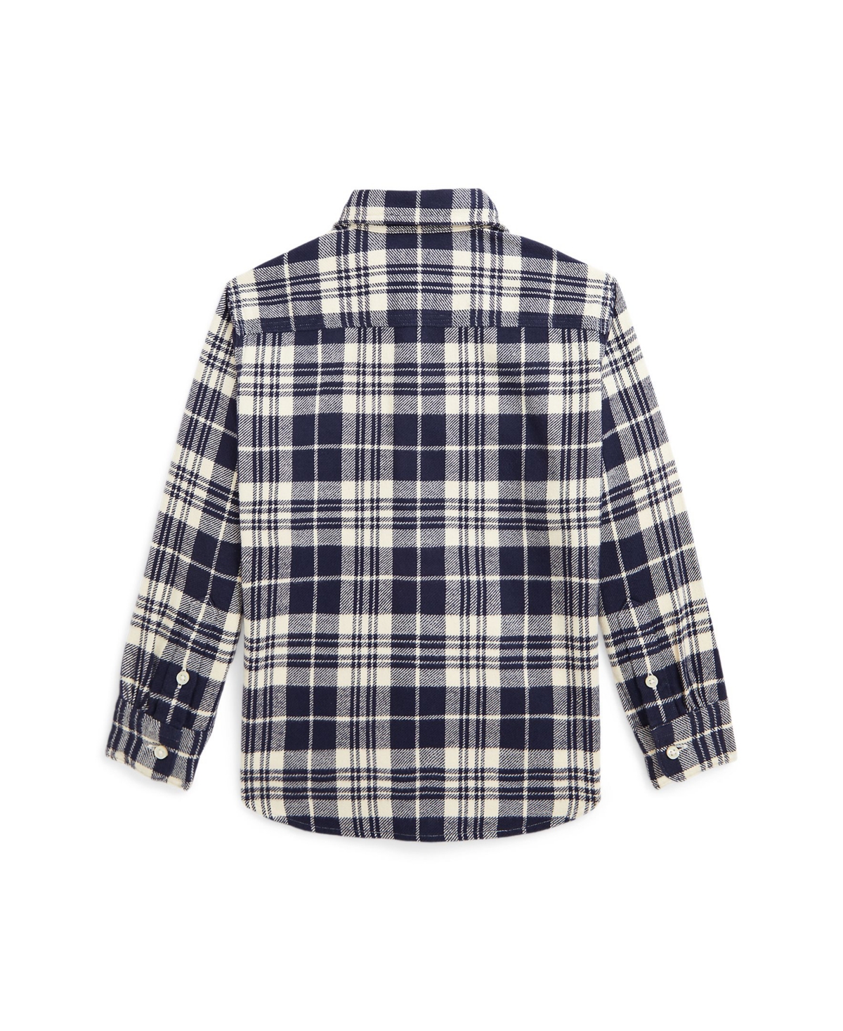 Polo Ralph Lauren Toddler and Little Boys Plaid Cotton Flannel Work Shirt - 2301B1 Cream/Dark Navy