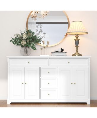 White Wooden Sideboard Accent Storage Cabinet with Multi-function