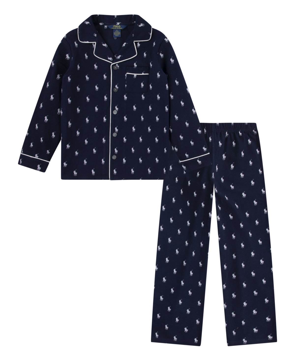 Polo Ralph Lauren Little Boys Woven Long Sleeve Top And Pant, 2-piece Pajama Set In Newport Navy