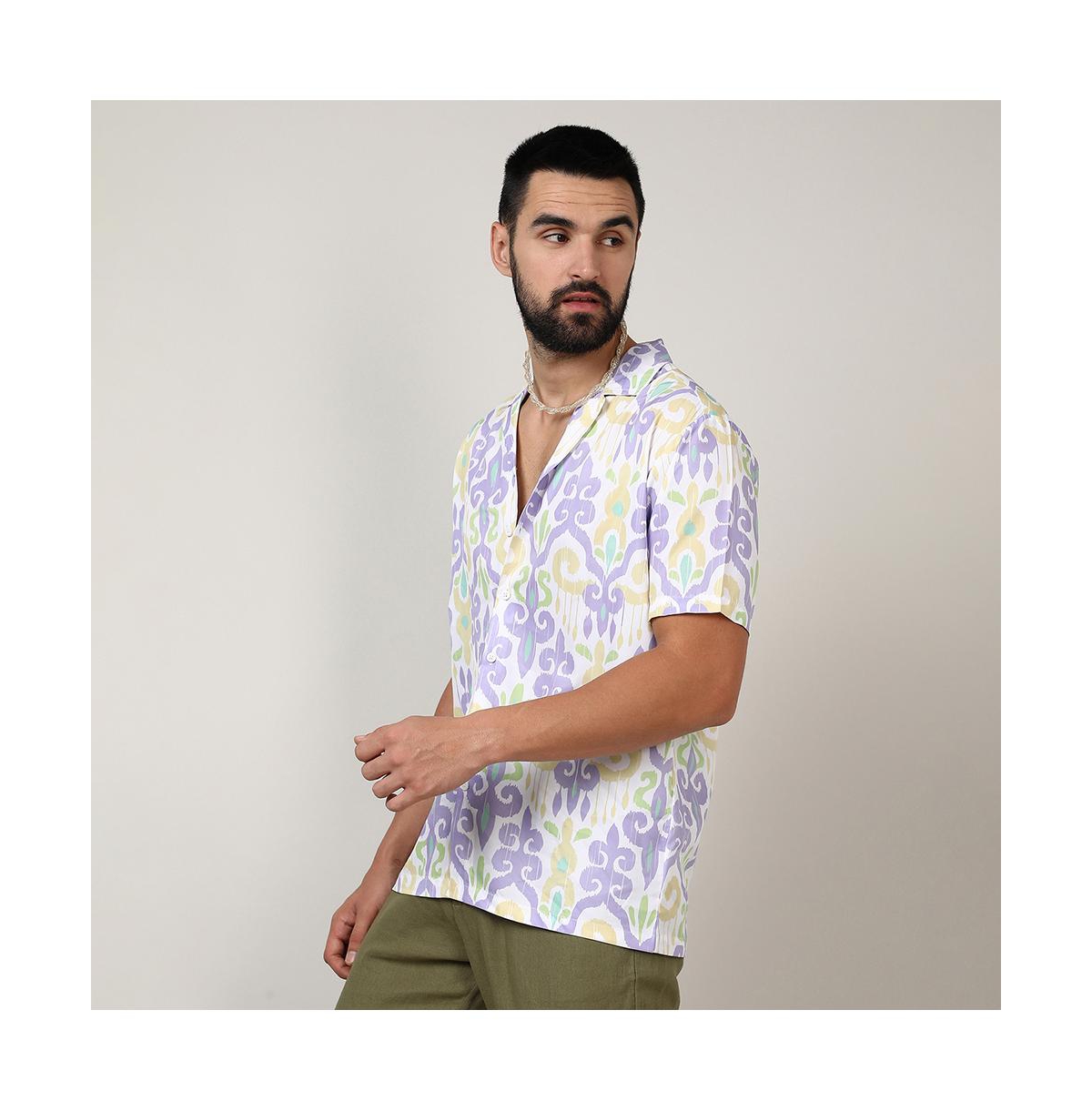 Campus Sutra Men's Lilac & PaleEthnic Shirt - Yellow