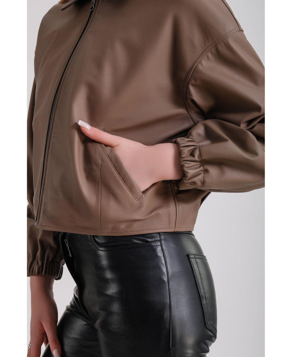 Furniq Uk Women's Leather Jacket,- Brown