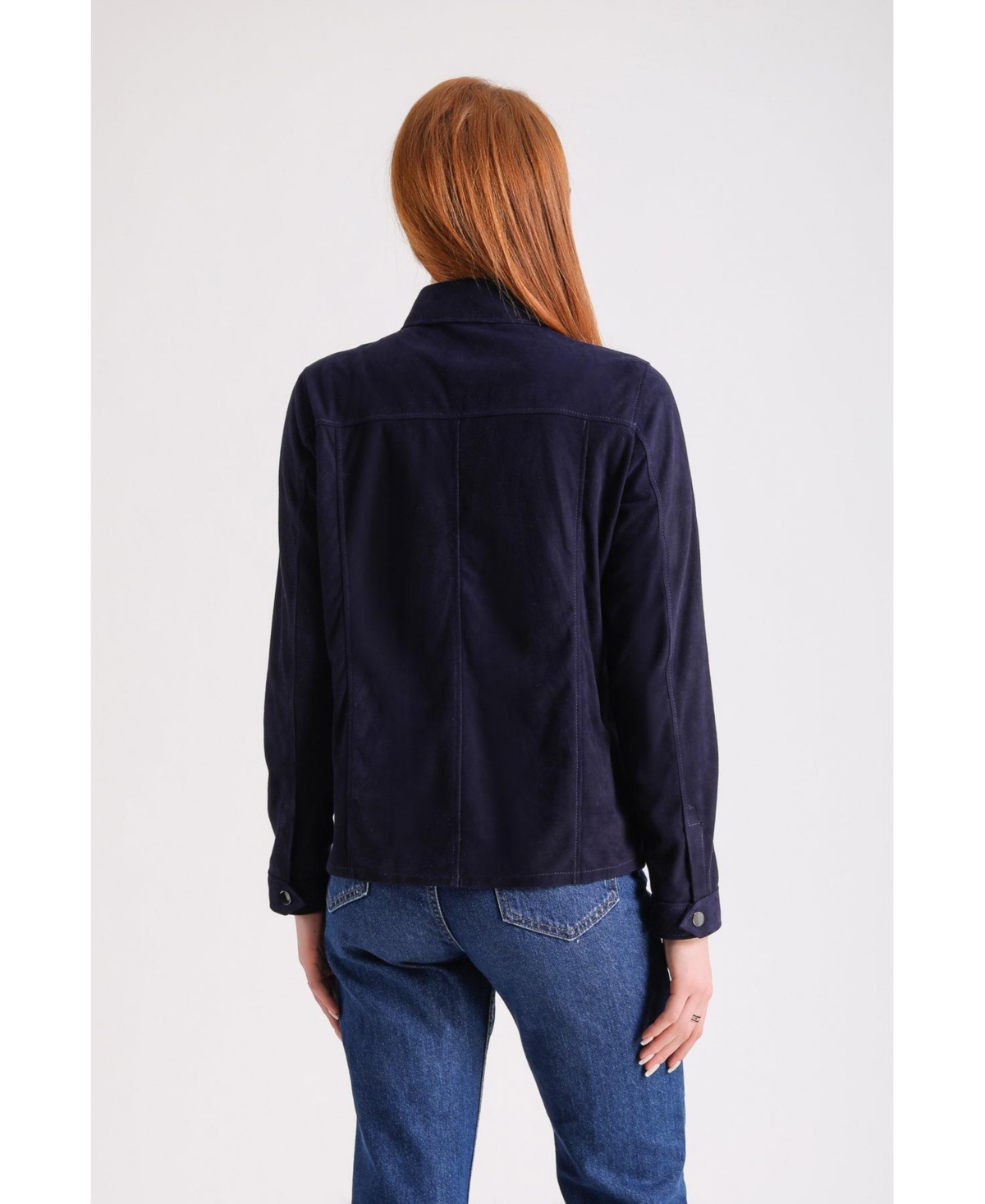 Furniq Uk Women's Suede Shirt,- Navy