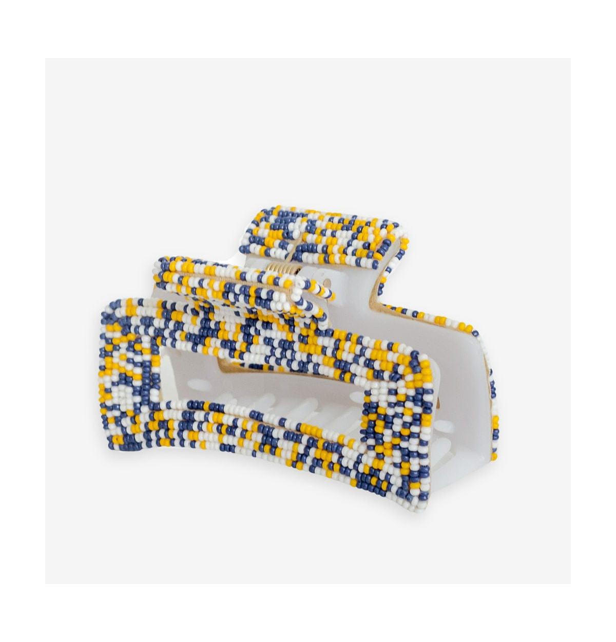 Ink + Alloy Lola Beaded Hair Claw Clip - Yellow  Navy