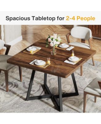 Square Dining Table for 4, 31.5" Industrial Dinner Table with Metal Base, Wood Kitchen Table for Dining Room, Small Space, Apartment