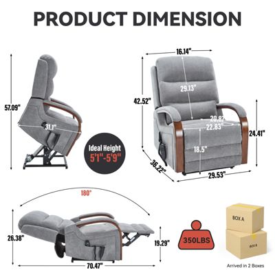 Power Lift Recliner Chair - Dual Motor with Heat Massage