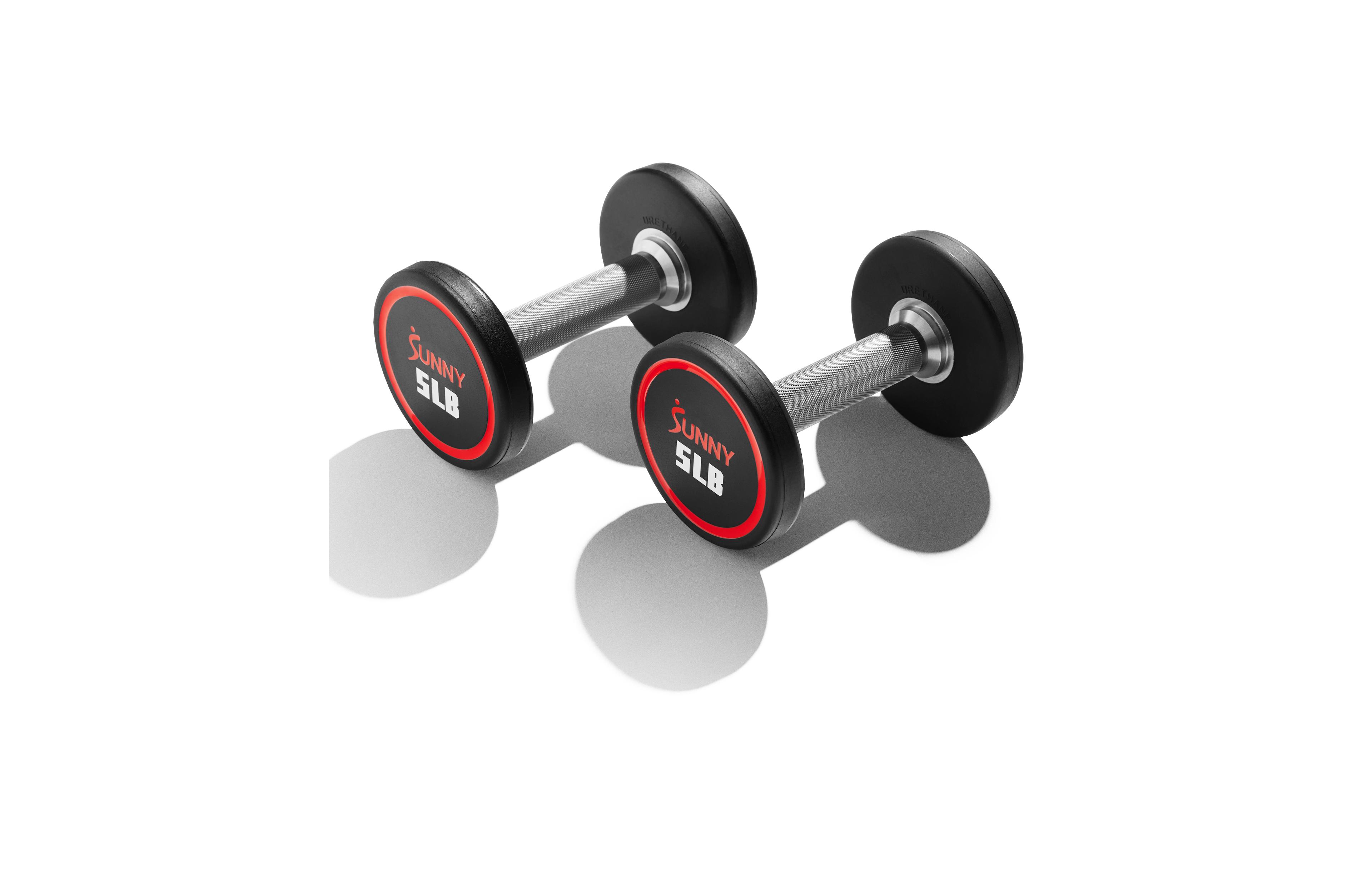 Sunny Health & Fitness Signature Style Polyurethane Round Dumbbells, 5LBs (Pair)