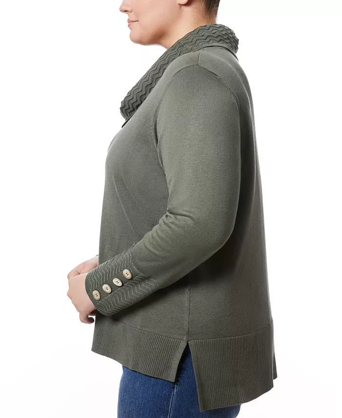 Plus Size Ribbed-Hem Cowl-Neck Sweater - thumbnail 5