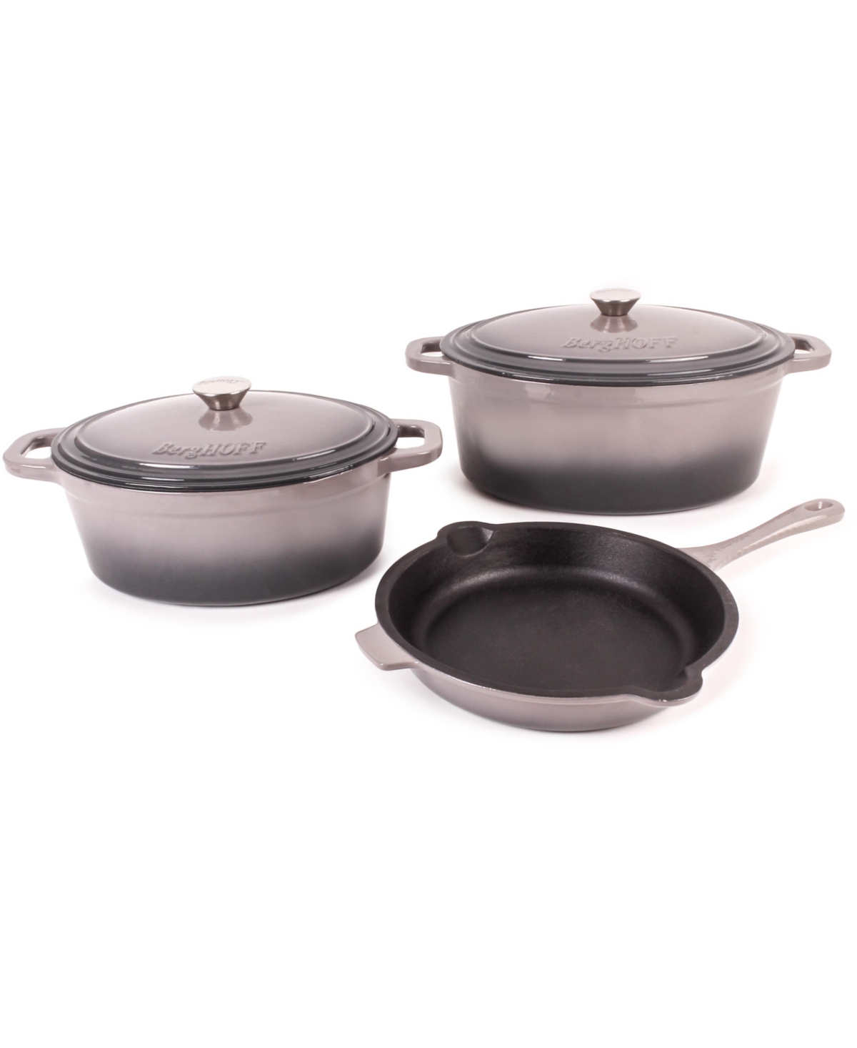 BergHOFF Neo 5pc Cast Iron Oval Dutch Oven Set with 10