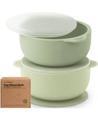 2-Pack Prep Baby Bowls with Suctions & Lids, Silicone Bowls for Baby Boy, Girl, Toddler Suction Bowl, Kids Bowl BPA-Free