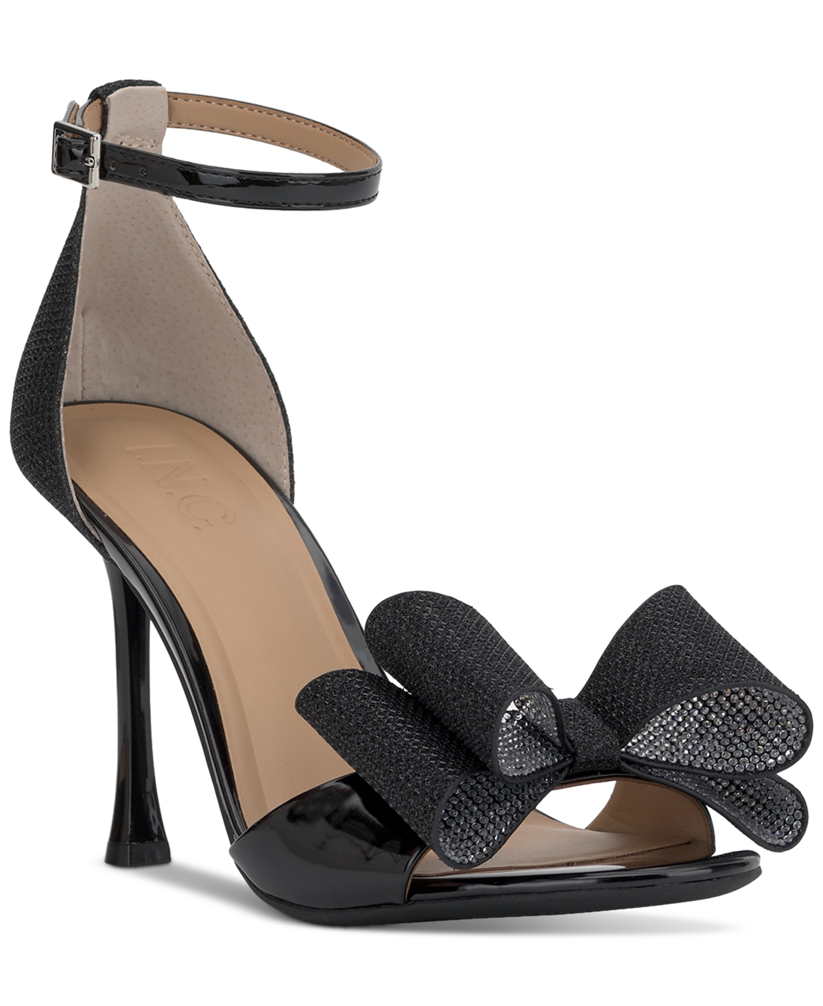I.n.c. International Concepts Naasira Bow Dress Sandals Created for Macy s Black Glitter Smart Closet