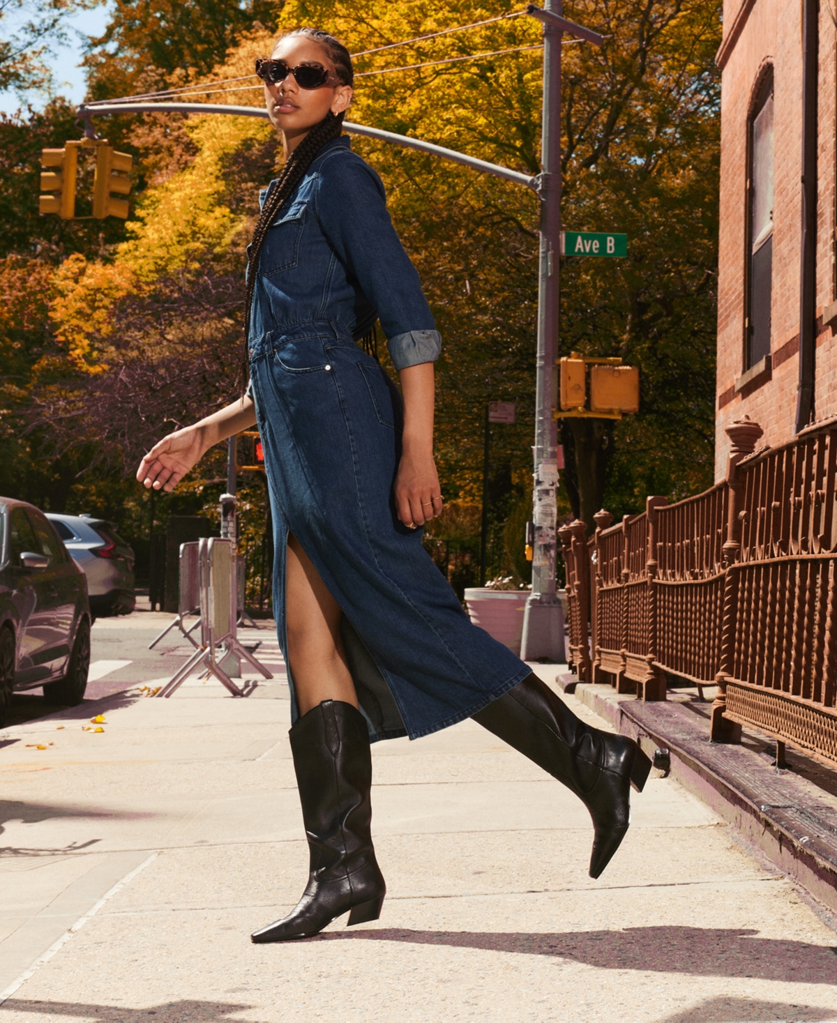 Steve Madden Women's Dakoda Denim Maxi Shirtdress