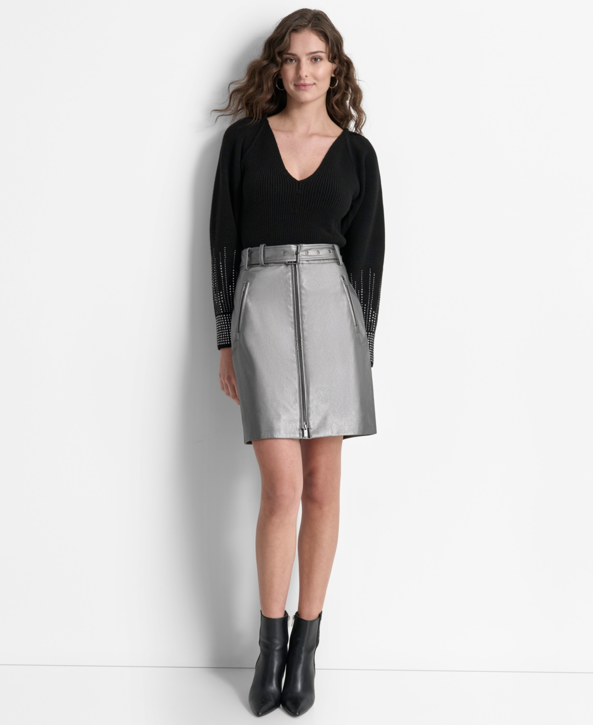 Dkny Women's Metallic Faux-Leather Pencil Skirt