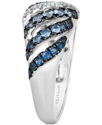 Blue Ombr&eacute; Sapphire (1 ct. t.w.) & White Sapphire (1/3 ct. t.w.) Diagonal Ring in 14k White Gold