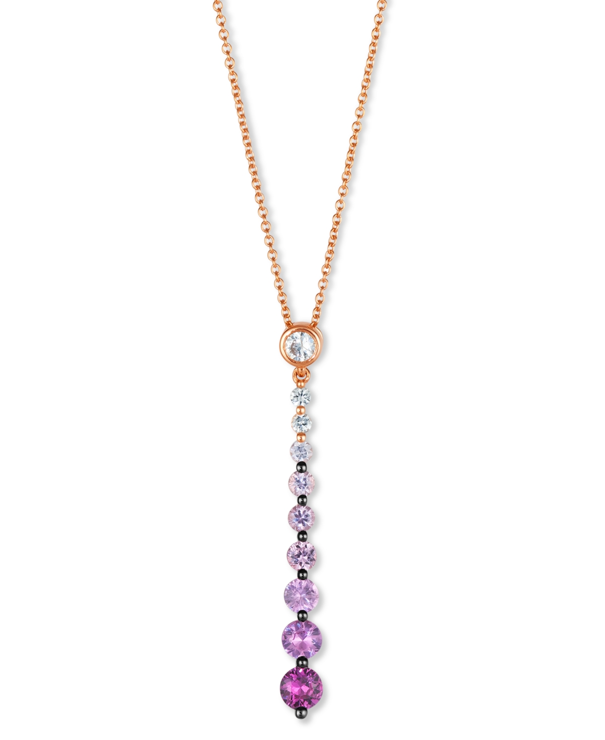 Le Vian Pink Ombre Sapphire (7/8 Ct. T.w.) & White Sapphire (1/6 Ct. T.w.) Linear Adjustable 20" Pendant Nec In Rose Gold