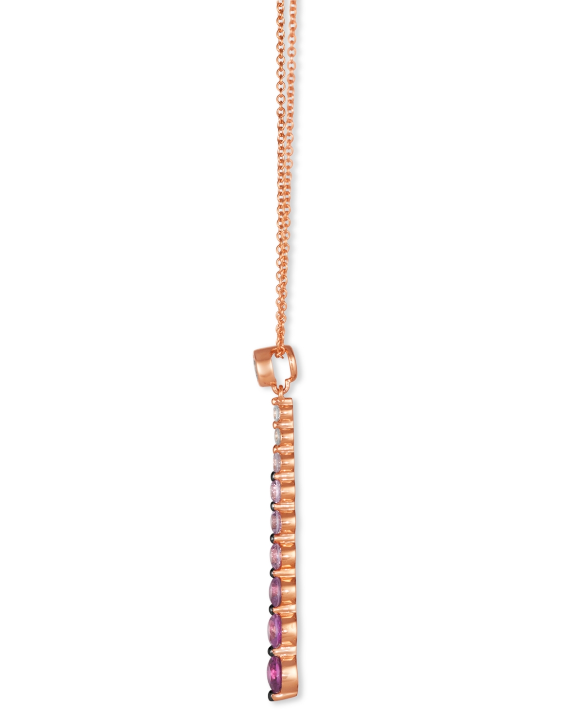 Le Vian Pink Ombre Sapphire (7/8 Ct. T.w.) & White Sapphire (1/6 Ct. T.w.) Linear Adjustable 20" Pendant Nec In Rose Gold