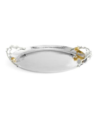 Pomegranate Silver and Gold Oval Tray