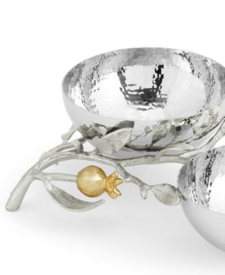 Pomegranate Silver and Gold Double Bowl