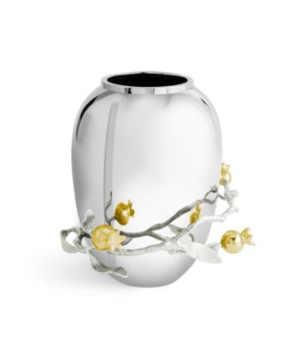 Pomegranate Silver and Gold Medium Vase