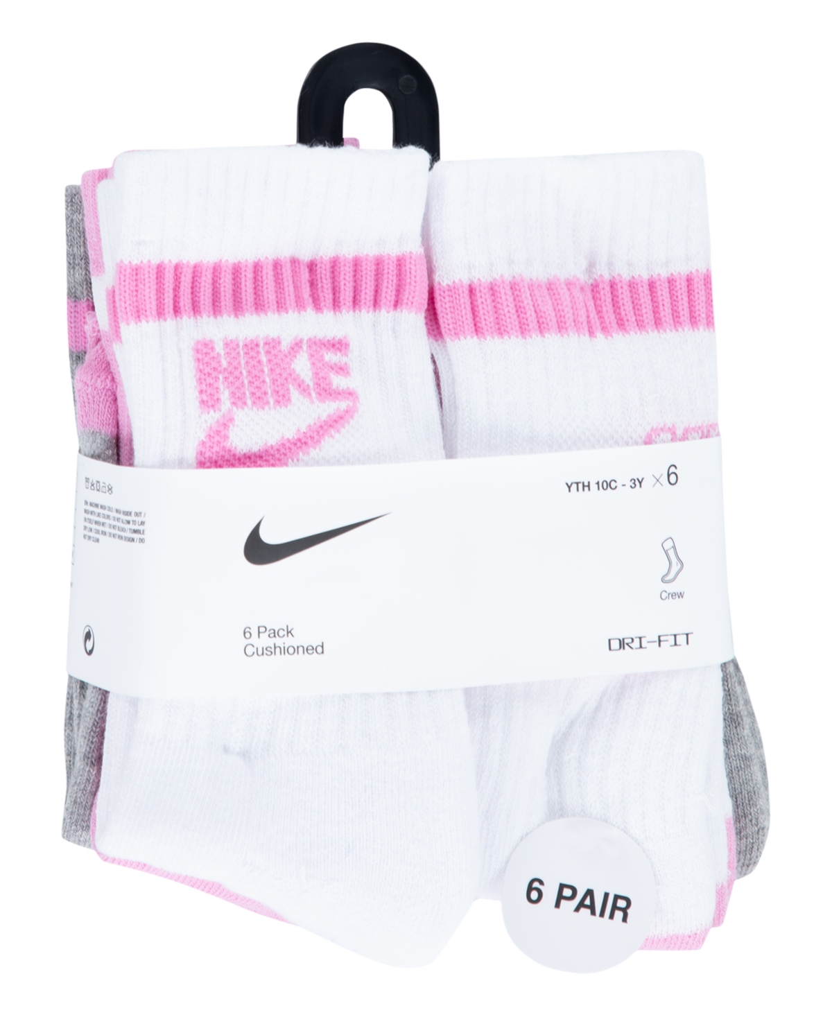 Nike Little Kids 6-pack Retro Crew Socks In University Red